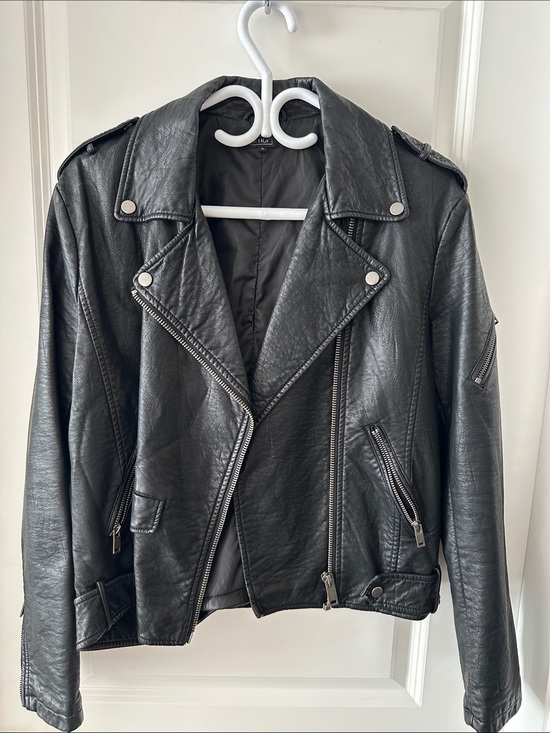 le chateau Jackets & Blazers - le chateau Black Faux Leather Moto Jacket with Silver Hardware